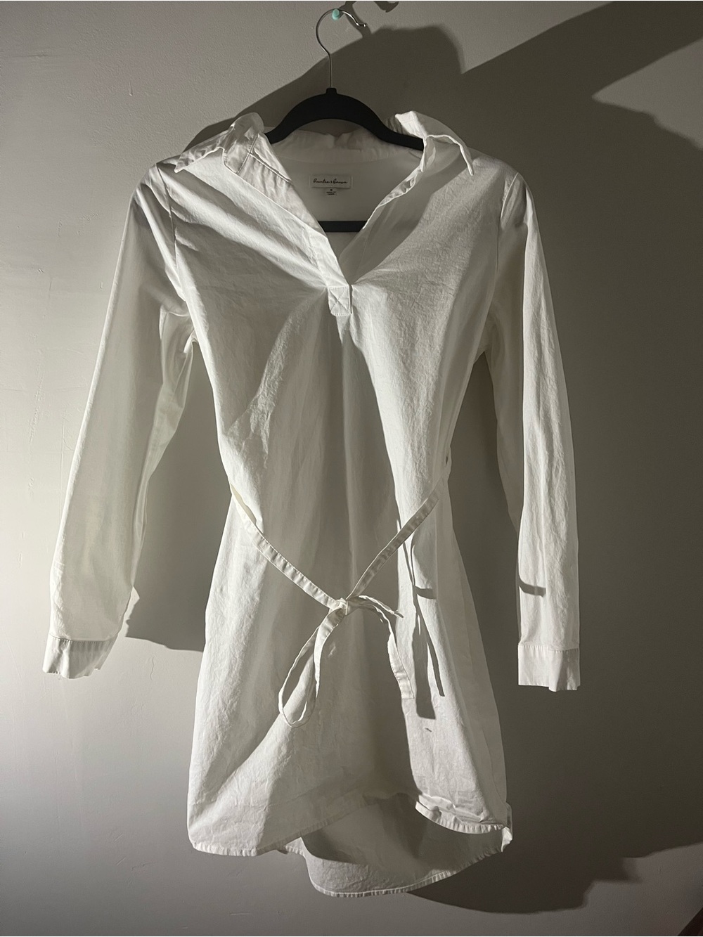 White Cotton Collared Dress w/ Detachable Waist Belt